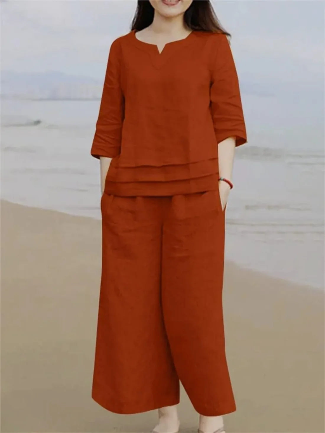Brown Cotton Kurti and Palazzo Set For Women