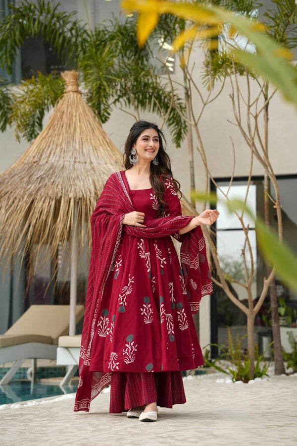 Discharge Print cotton suit set For Women