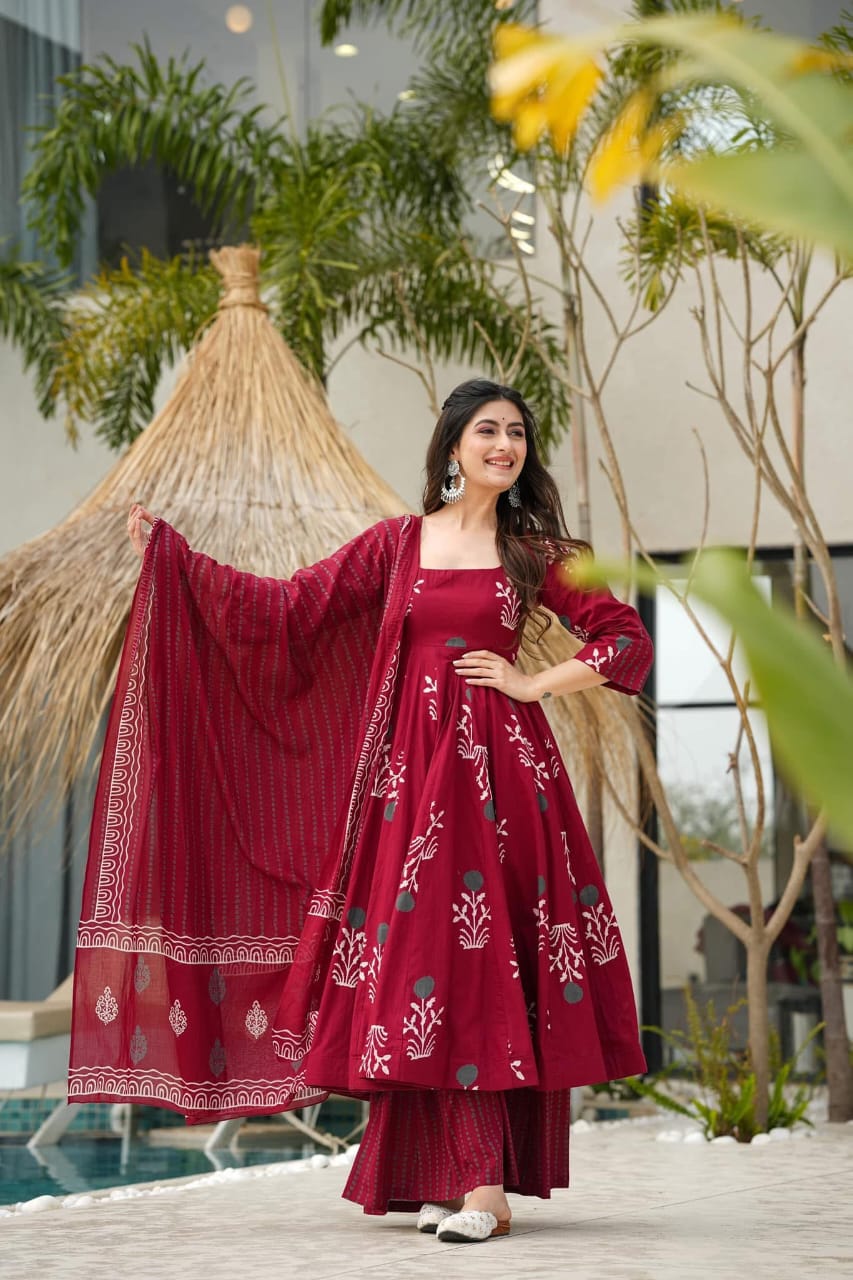Discharge Print cotton suit set For Women