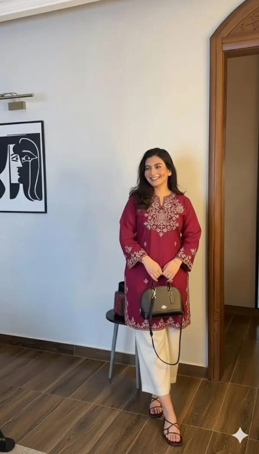 Elegant Maroon Embroidered Kurta Set for Women