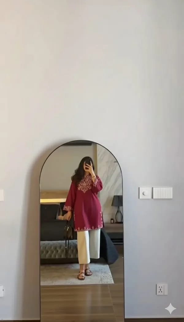 Elegant Maroon Embroidered Kurta Set for Women