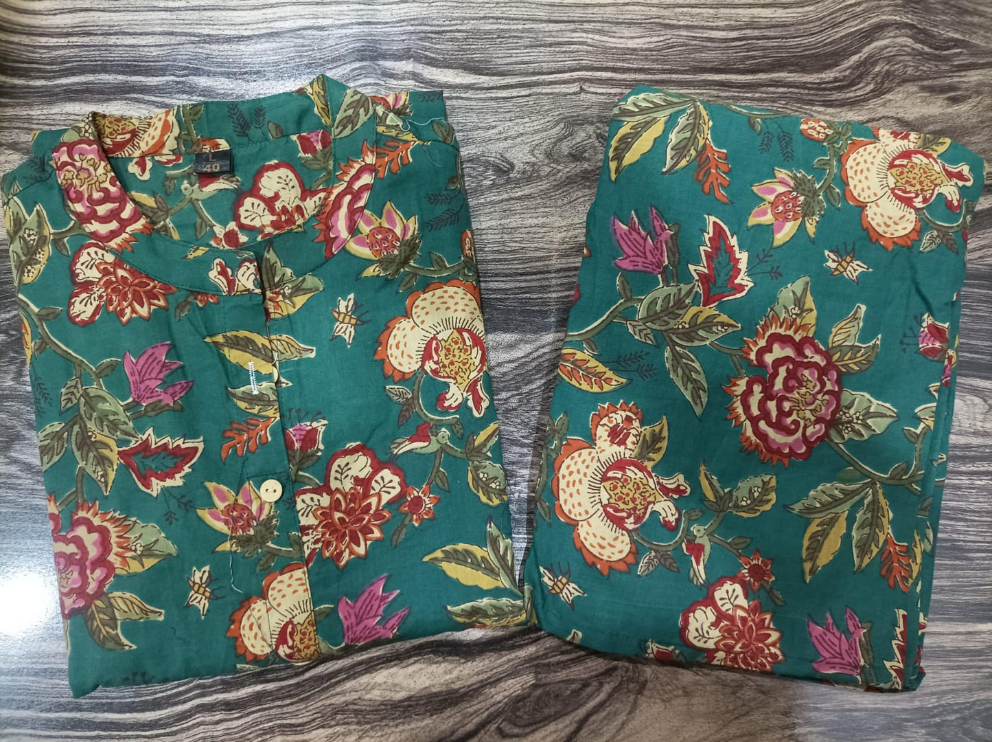 Green Floral Cotton Co-Ord Set