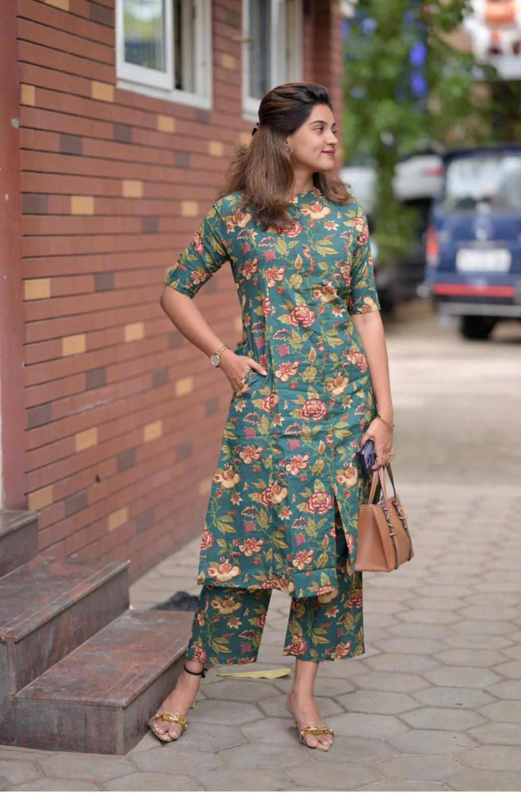 Green Floral Cotton Co-Ord Set