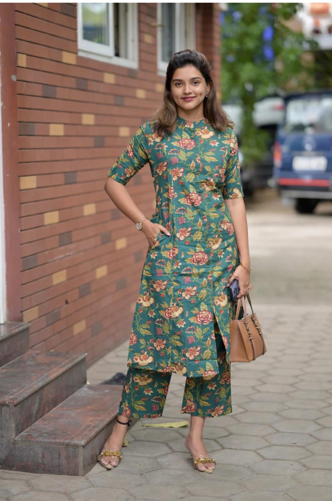 Green Floral Cotton Co-Ord Set
