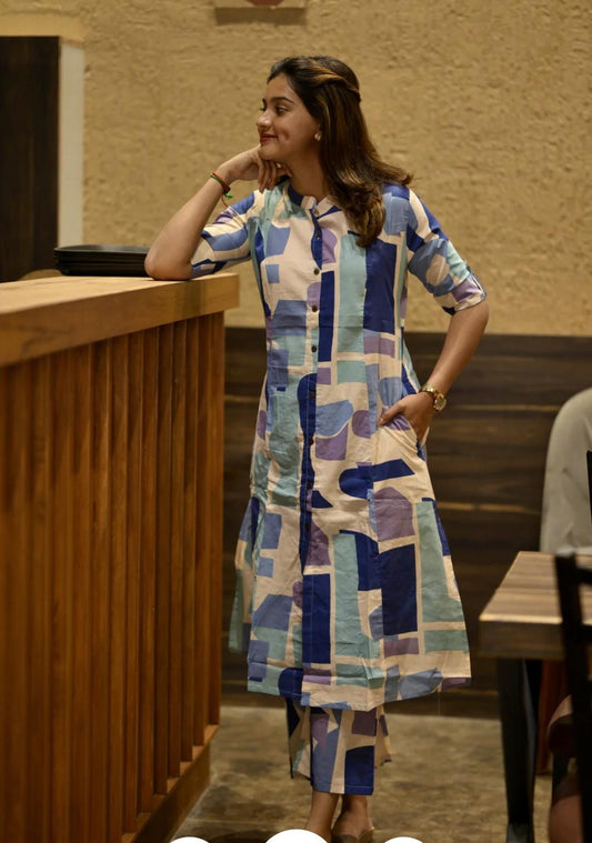 WOMEN CASUAL COTTON PRINTED CO-ORD SET