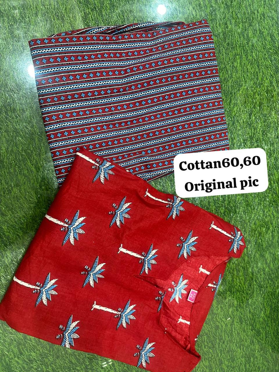 Red Cotton Printed Co-Ord Set | For Women