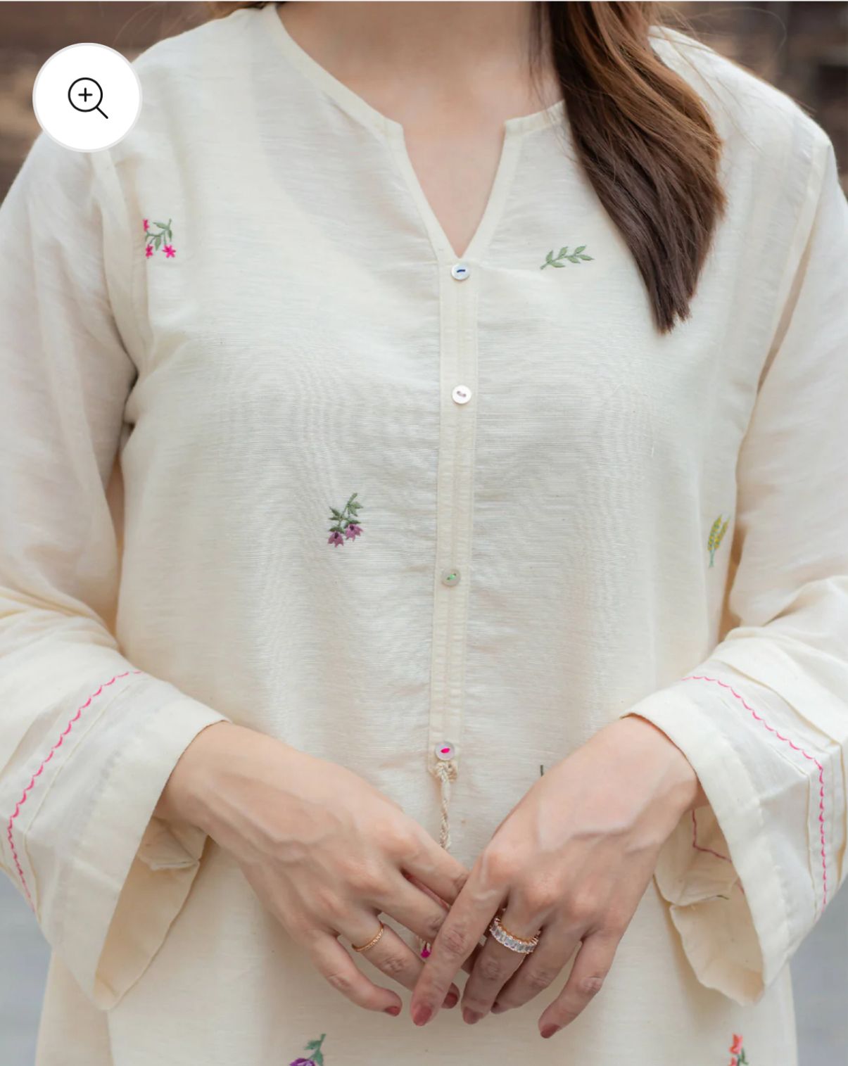 Off-White Embroidered Kurta with Straight Pants
